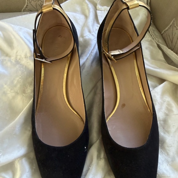 Chloe Shoes - Chloe Black Suade Mary Jane Heels - 1” block heal - 38.5